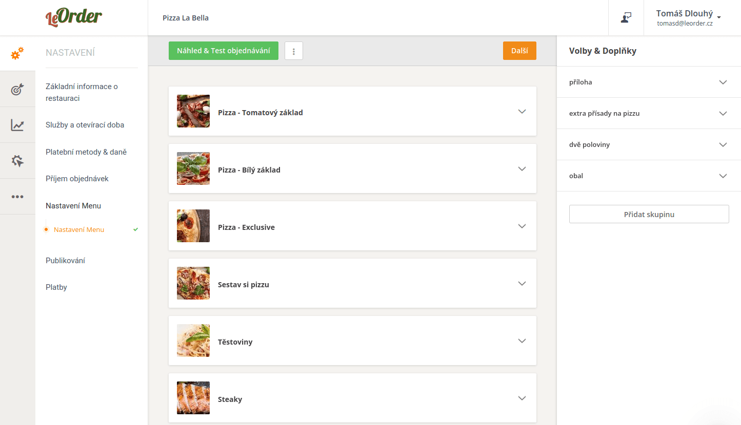 Náhled administračního rozhraní systému