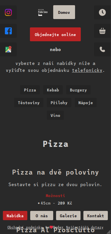 Ukázka mobilního designu Fabrika